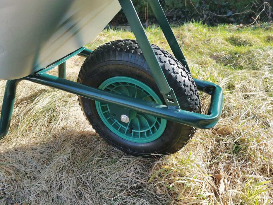 Taczka 100L, 250 kg Ocynkowana Misa Pneumatyczne Koło Solidna i Lekka