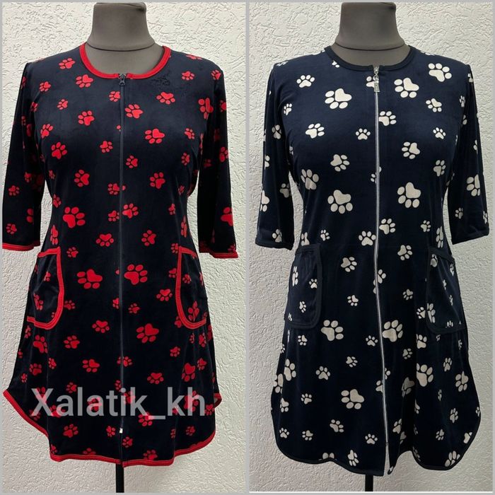 Велюрові плюшеві жіночі халати по коліно