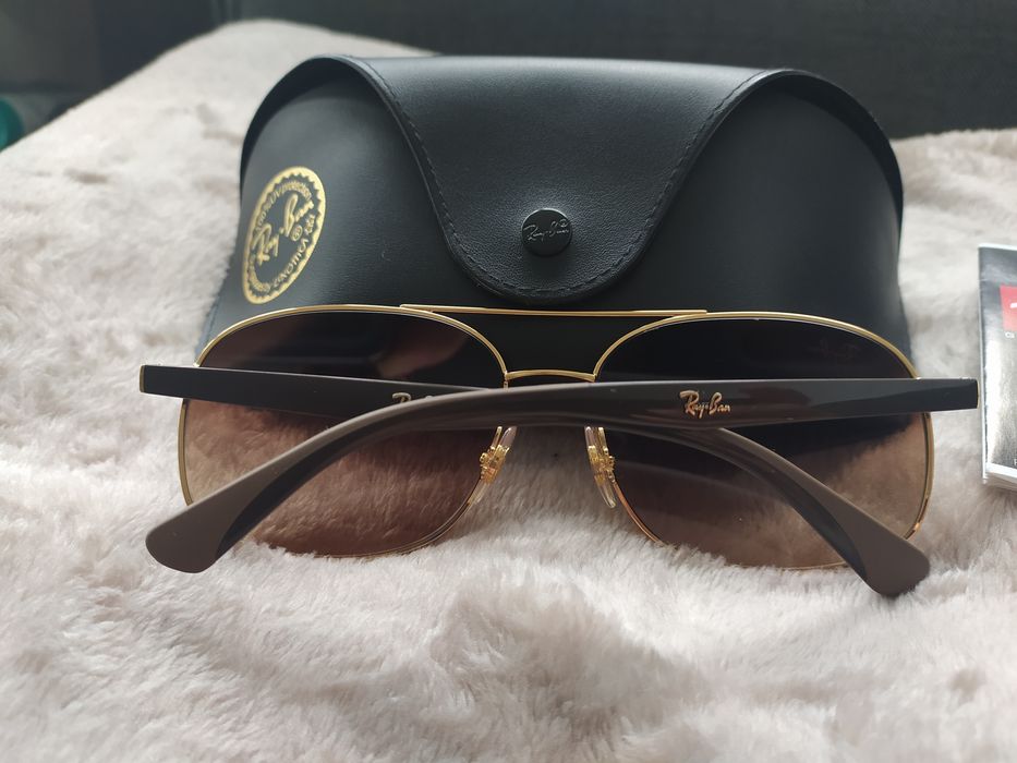 RAY-BAN® RB3593 złote męskie okulary przeciwsłoneczne / super stan!!