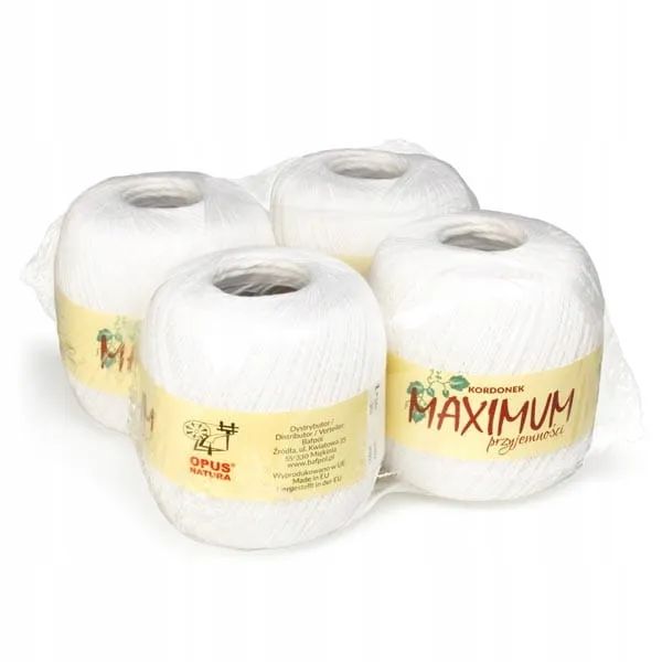 Kordonek Opus Natura Maximum biały zestaw 4 szt. 100% bawełna 4x100g 4