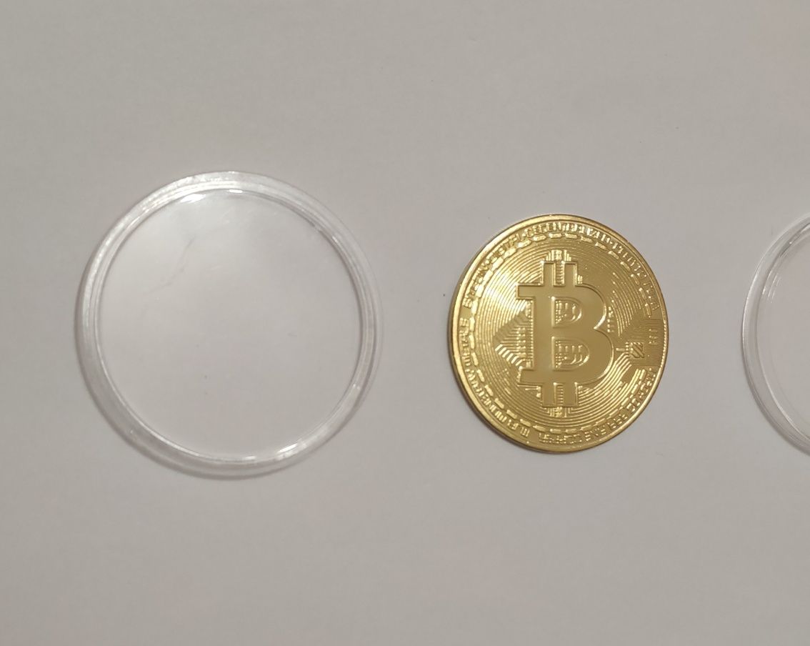 Биткоин монета Золотая/Серебряная Bitcoin монета