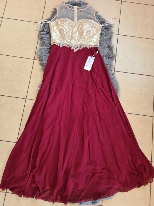 XA60 Suknia sukienka długa maxi czerwona zip rozmiar M-L wieczorowa