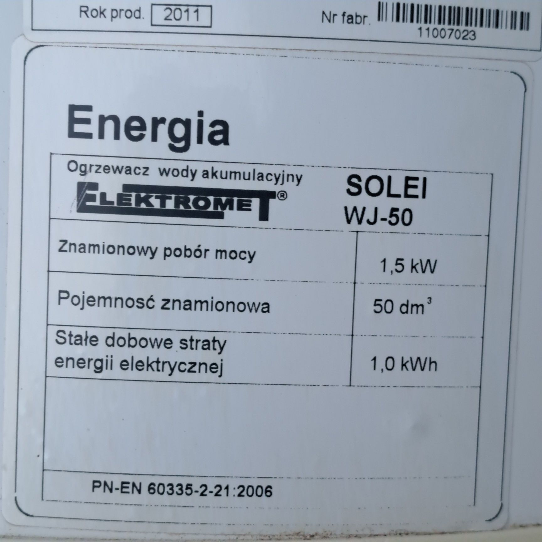 Elektryczny ogrzewacz wody SOLEI WJ50