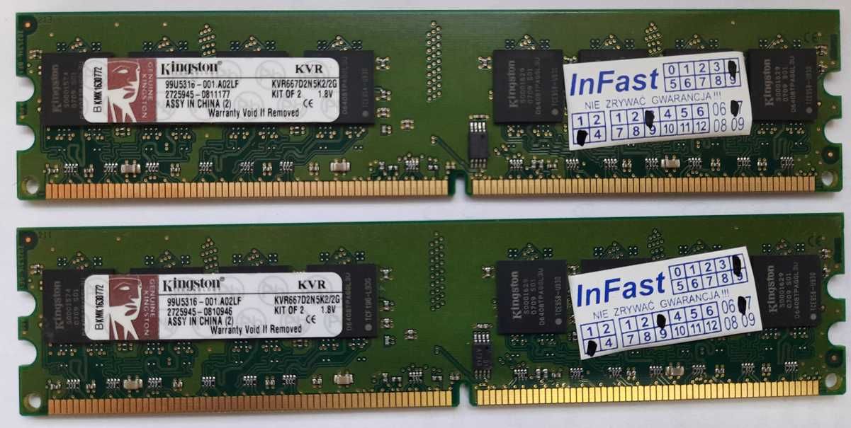 Pamięci  DDR2 Kingston KVR800D2N5K2/2G - sztuk 2