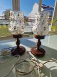 Candeeiros de mesa Vintage vidro com base em madeira