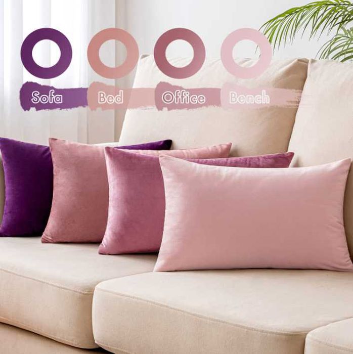 MIULEE 4 Poszewki Aksamitne 30 x 50 cm, Odcienie Purpury