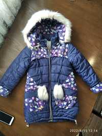Зимове пальто подовжене,куртка для дівчинкі 122,128