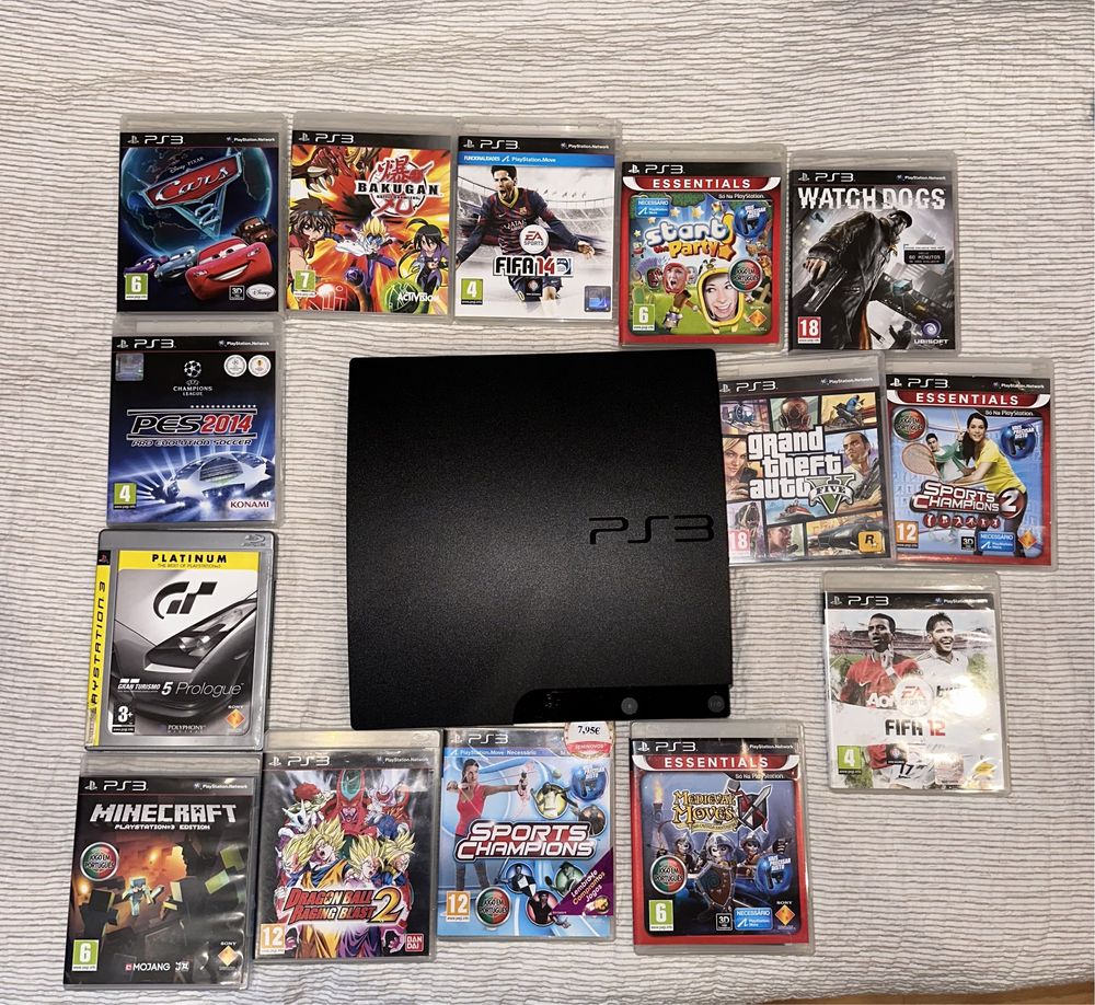 Playstation 3 (300gb) + 2 comandos + move + câmera + 14 jogos