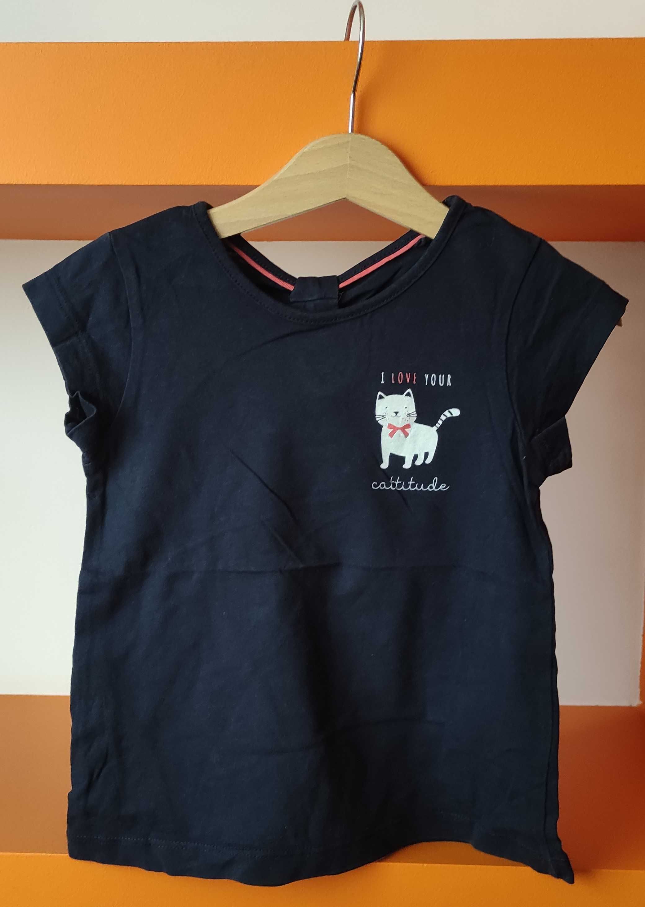 Koszulka t-shirt granatowa z kotkiem Lupilu 98/104