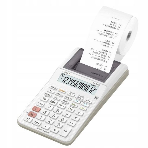 Kalkulator z drukarką Casio hr-8rce- we
