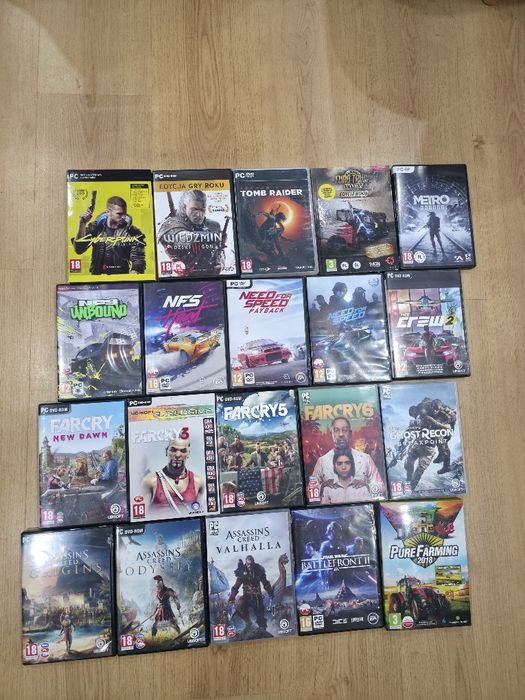 Zestaw pudełek po grach PC 20 tytułów Cyberpunk 2077