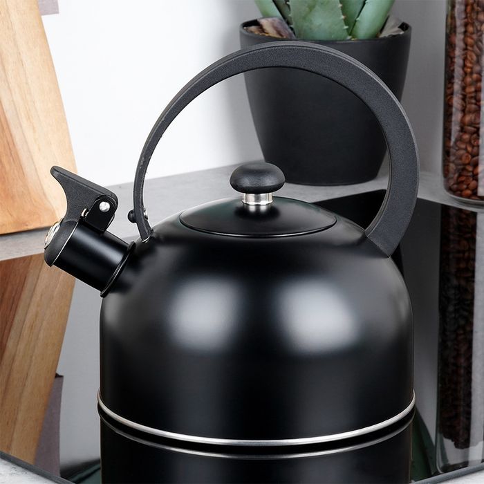 Czajnik z gwizdkiem stalowy czarny 2 l