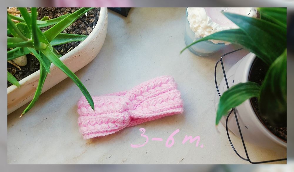 Opaska niemowlęca dla dziewczynki chrzest komunia rękodzieło szydełko