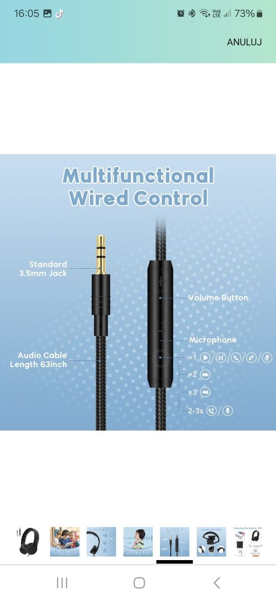 Srhythm NC10 Mini Słuchawki dla Dzieci z Mikrofonami na Kablu,