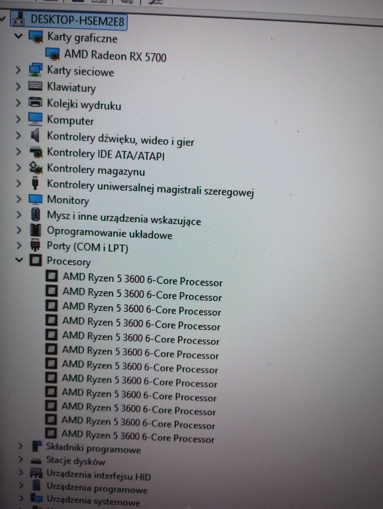 Komputer gamingowy Ryzen 5 3600/Rx 5700/Nvme