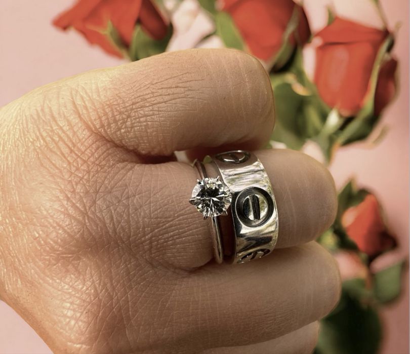 Золота каблучка,обручка,кольцо в стилі Cartier Love,18.2 роз.,10 грам