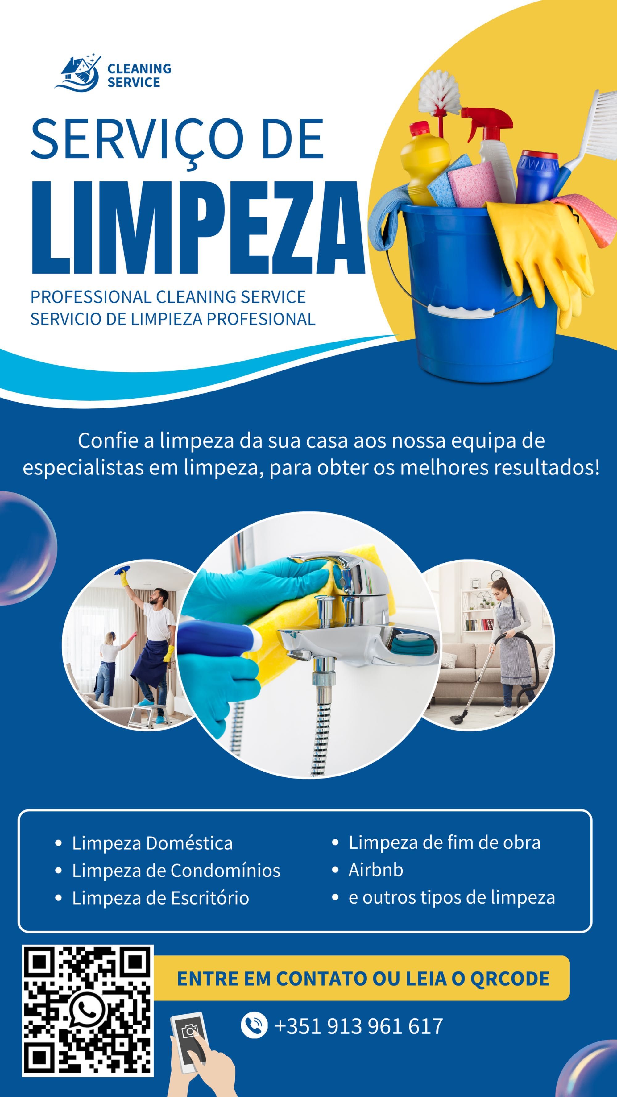 SERVIÇO DE LIMPEZA PROFISSIONAL / Cleaning / Servicio de limpeza