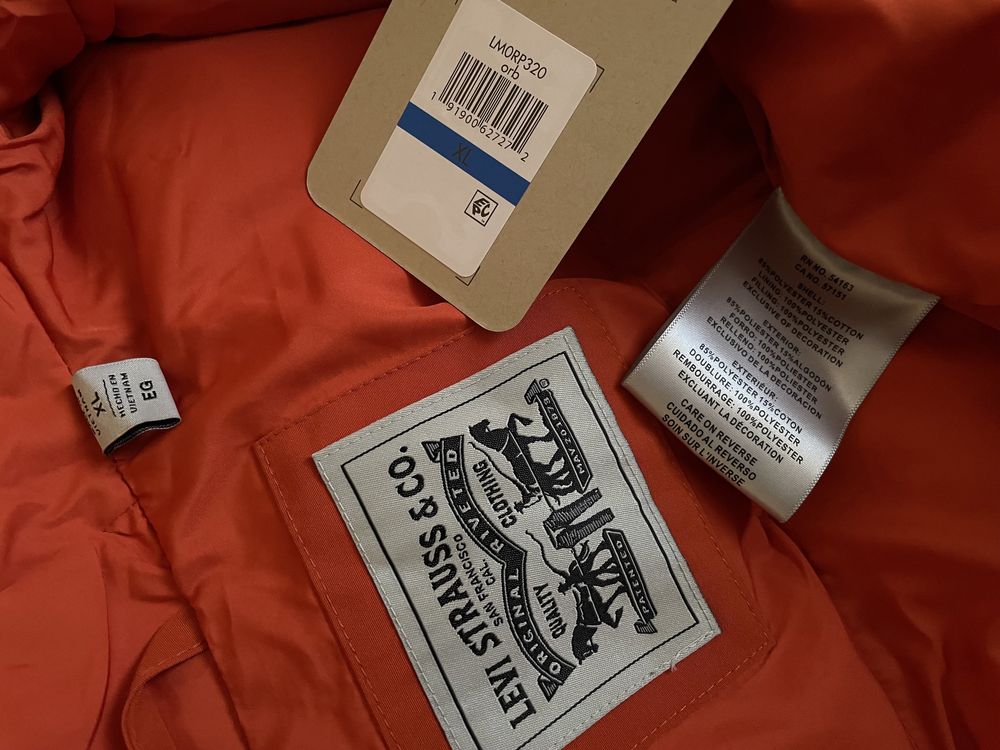 XL 42 50 Levis парка пуховик мужская куртка оранжевая бомбер хл