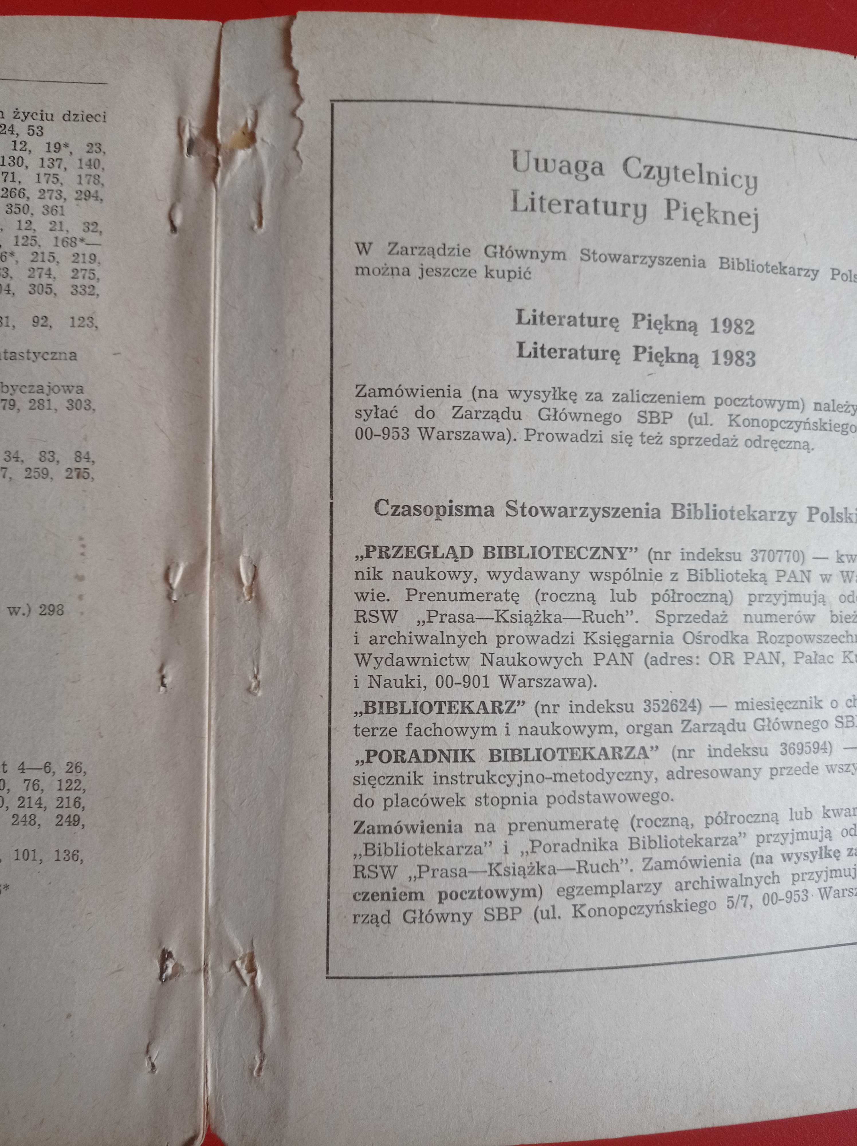 Literatura Piękna 1985 Adnotowany Rocznik Bibliograficzny