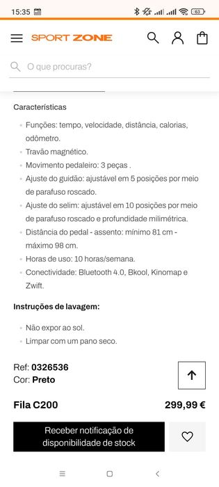 Bicicleta Spinning Fila C200