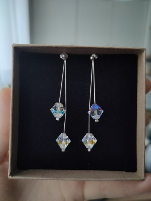 Srebrne kolczyki, długie, wiszące, srebro, biżuteria