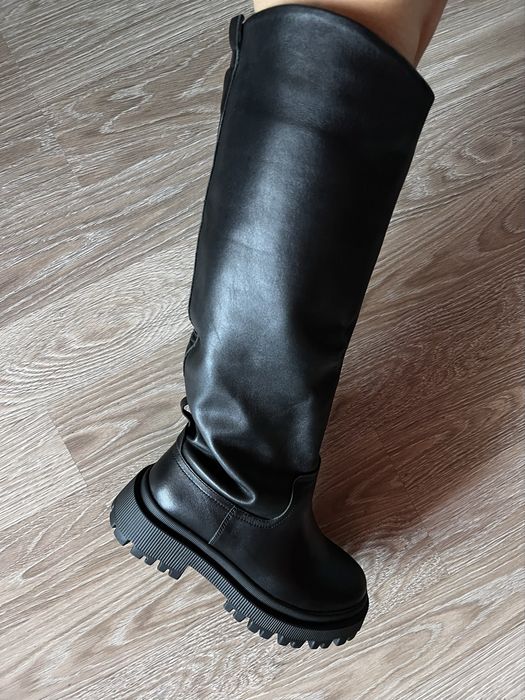 Сапоги чоботи труби високі шкіра 39 р