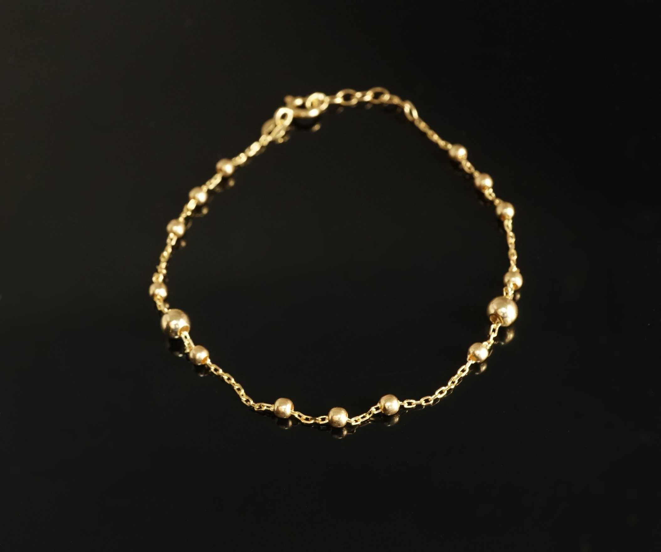 Złoto 585-złota bransoletka damska z kuleczkami