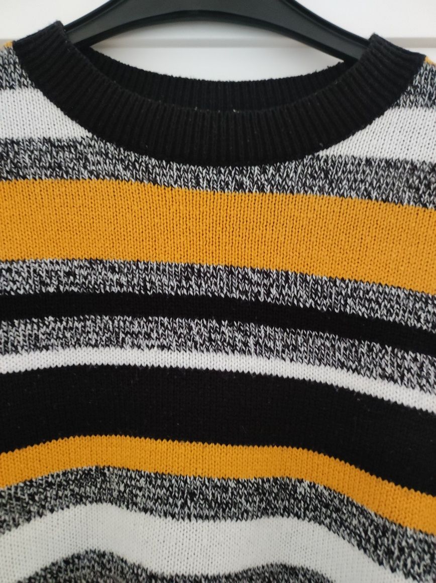 H&M fajny sweter w paski S pomarańczowy