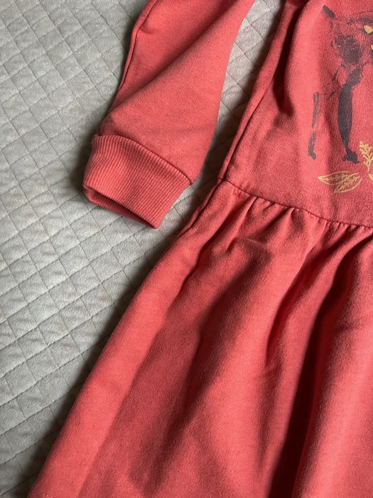 Rozm 116 sukienka Endo dla dziewczynki pomarańczowa z jelonkiem