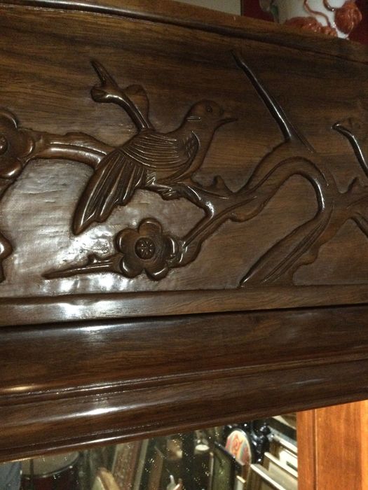 Toucador Secretária banqueta Madeira maciça de Pau Rosa China Anos 50