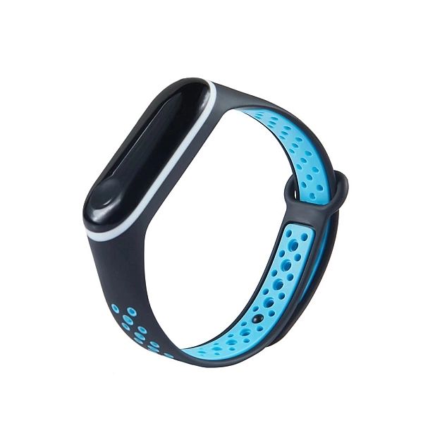 Silikonowa opaska do Xiaomi Mi Band 4 / Mi Band 3 Dots czarno-niebiesk