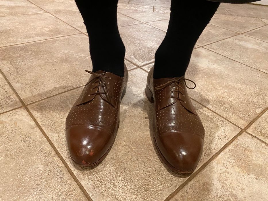 Brązowe buty męskie skórzane półbuty eleganckie venice do garnituru