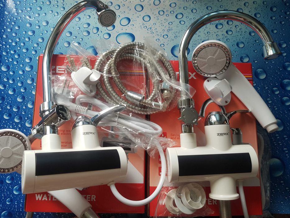 Водонагреватель 3 kW проточный Zerix ELW22 2вида с шлангом и лейкой