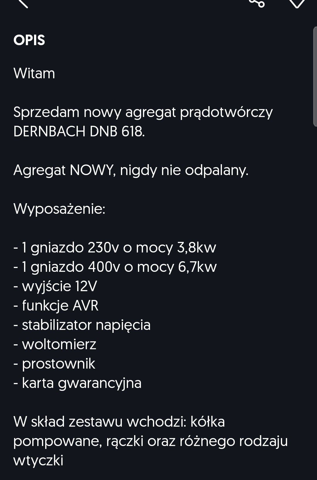 Agregat prądotwórczy 4000 KW Okazja  Hornbach DNB 618 , 230/400V, Nowy