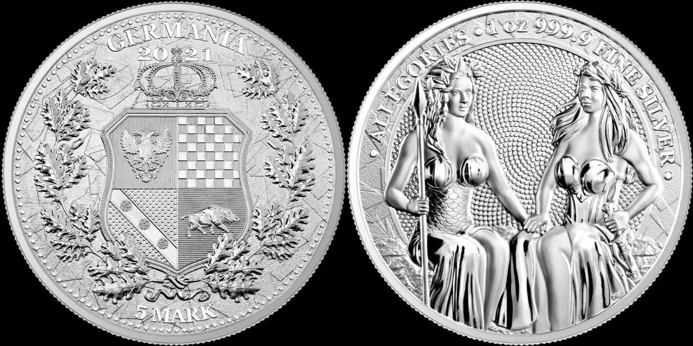 Moneta niemcy 5 marek 2021 srebro