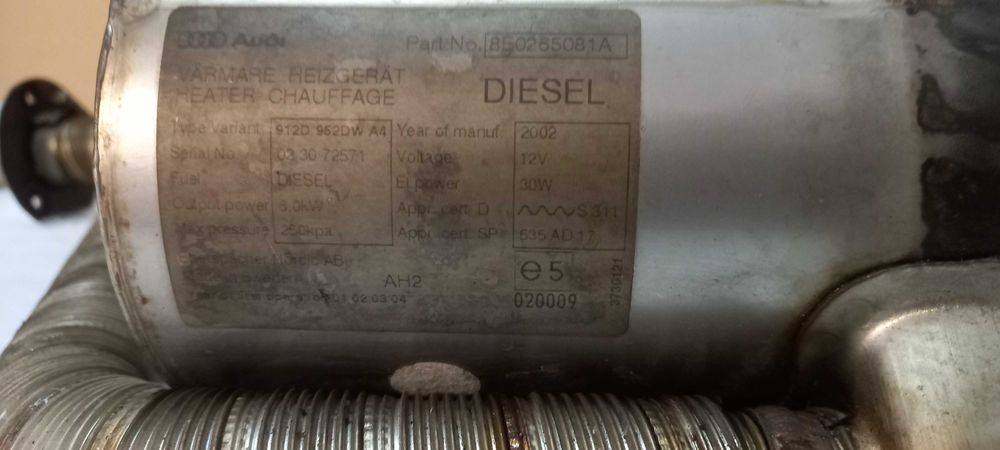 Ogrzewanie postojowe Audi A4 B6 2.5 TDI -081A oryginał