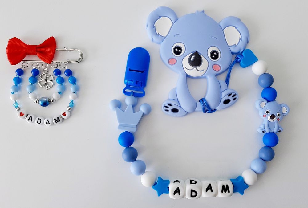 Zawieszka do smoczka gryzaczek i agrafka do wózeczka