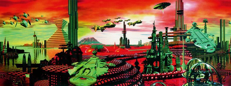 Флуоресцентное Кибер покрытие для стен "Кибер Мир"