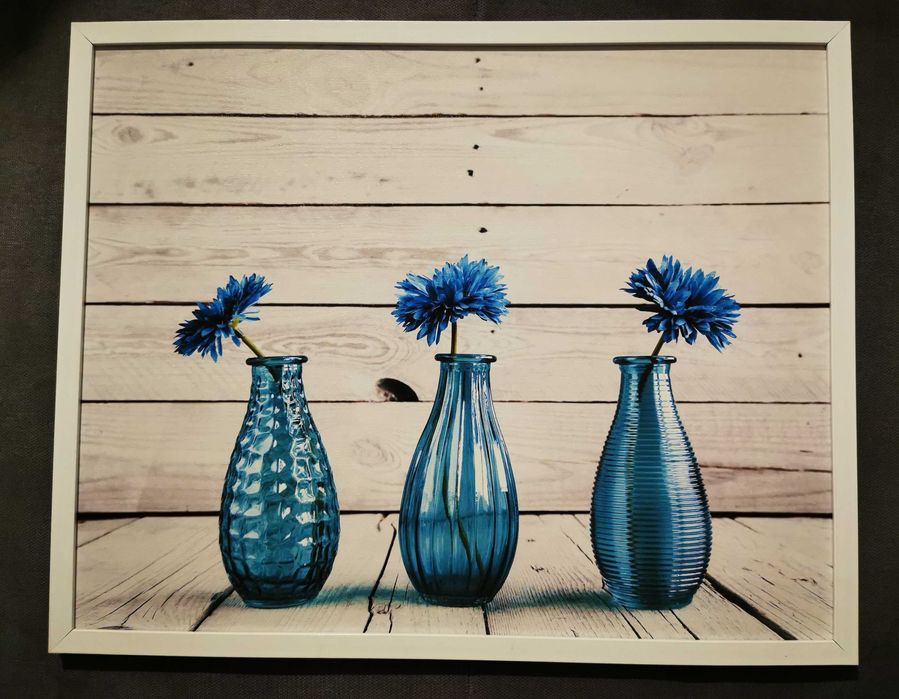 Obraz OBI Niebieskie Wazoniki 40x50 cm (używany, stan BDB)