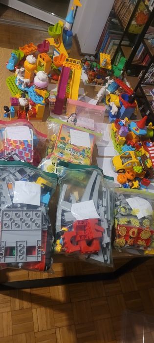 Lego duplo, różne rodzaje lub cały zestaw, pociąg, wesołe miasteczko,