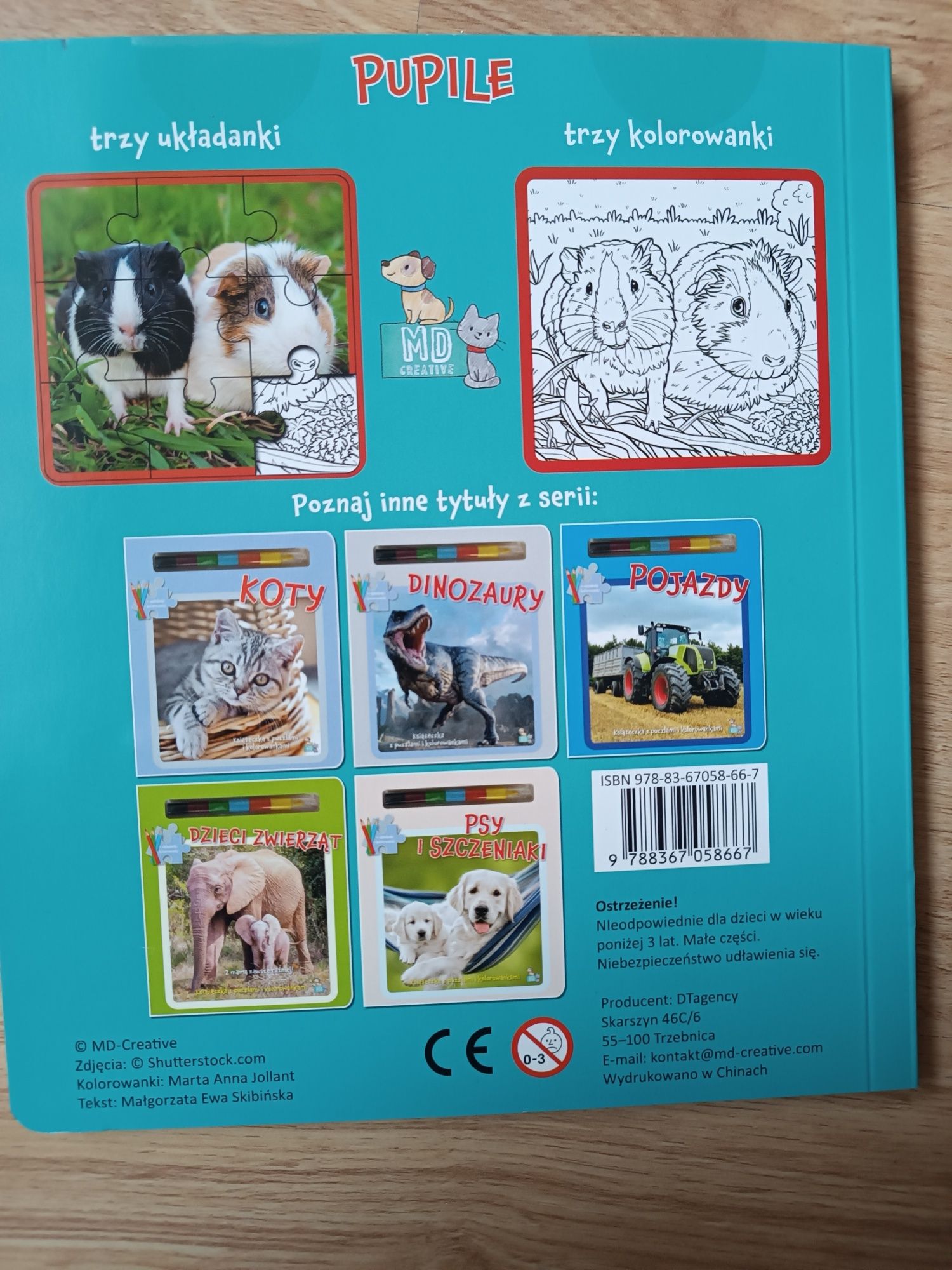 Książeczka z puzzlami i kolorowankami pupile twarda oprawa i strony NO