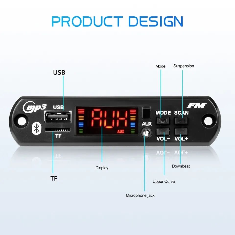 Декодер mp-3 плеер, Bluetooth 5.0 с усилителем 2*40W. FM, aux, usb, tf