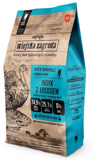 Wysokomięsna karma dla kotów z jodem Wiejska Zagroda INDYK i ŁOSOŚ 5kg
