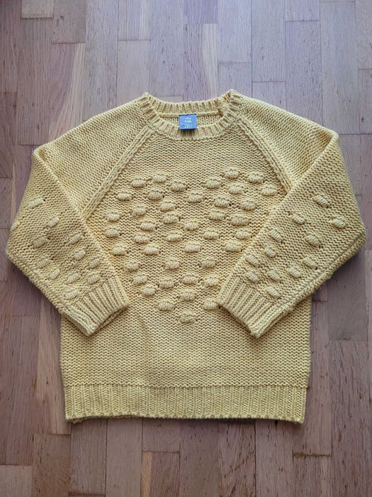 Sweterek, r. 122, żółty, serce, dziewczynka, miły, sweter