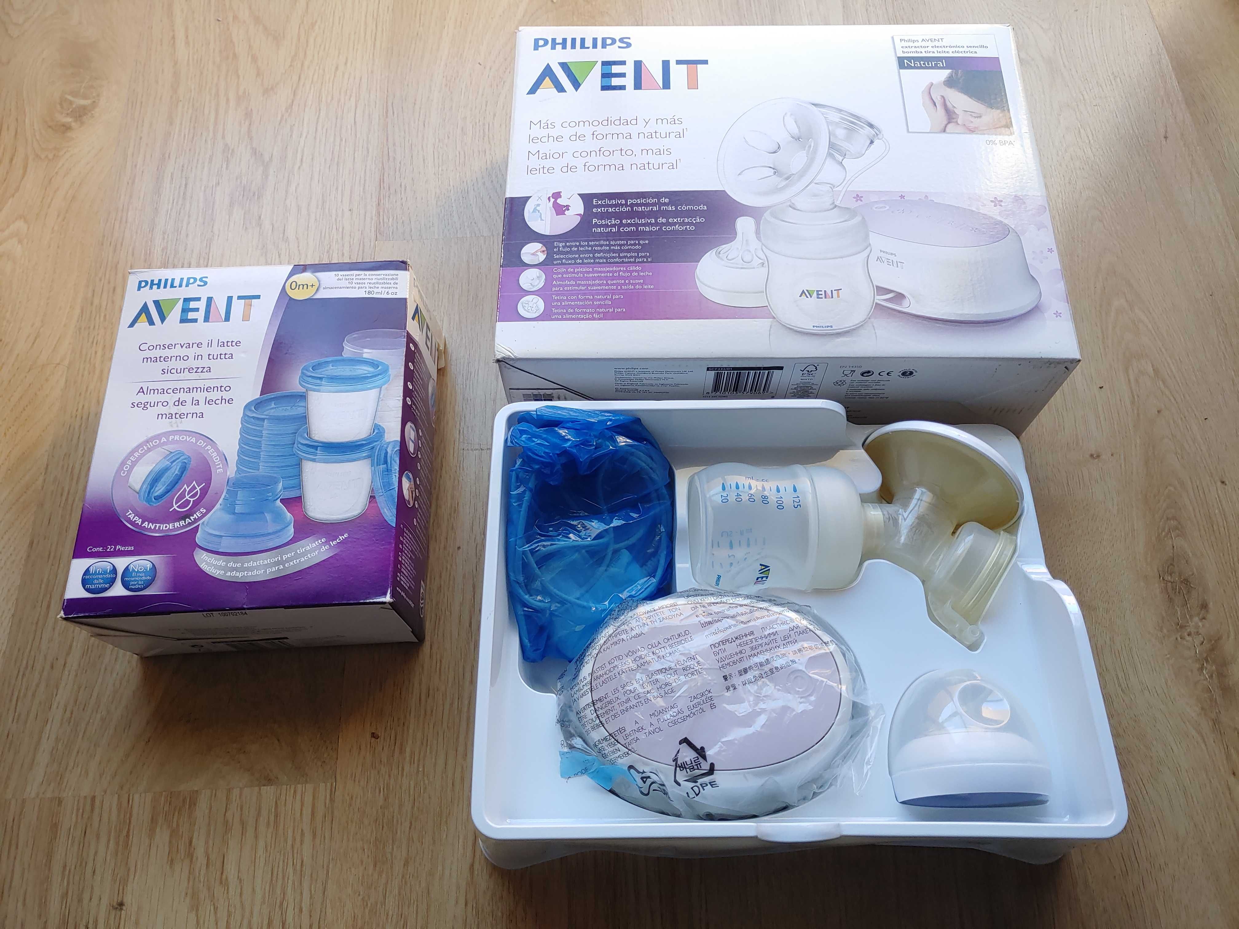 Avent extrator de leite + Copos para alimentação infantil