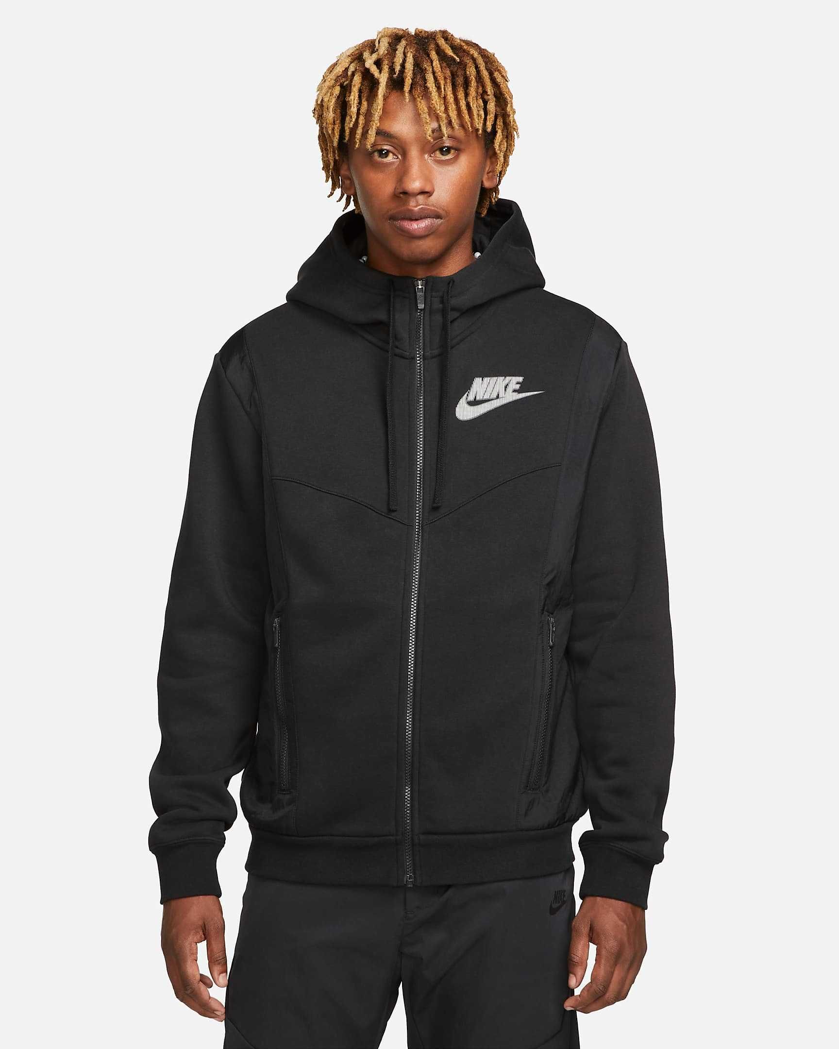 Бомбер Nike M NSW HYBRID FLC FZ HOODIE BB |DO7228-010| Оригінал