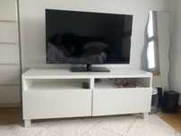 Movel tv branco com tampo de vidro