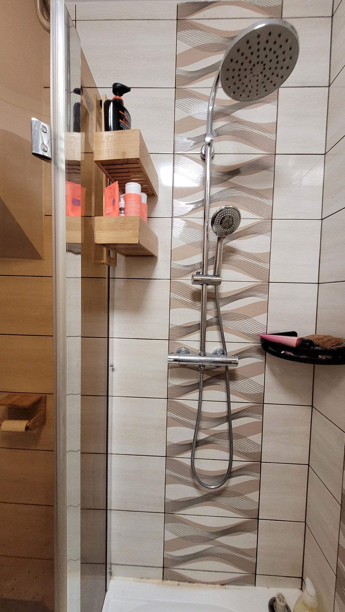 Zestaw Kabina kerra + panel prysznicowy 90x90 otwarte plecy