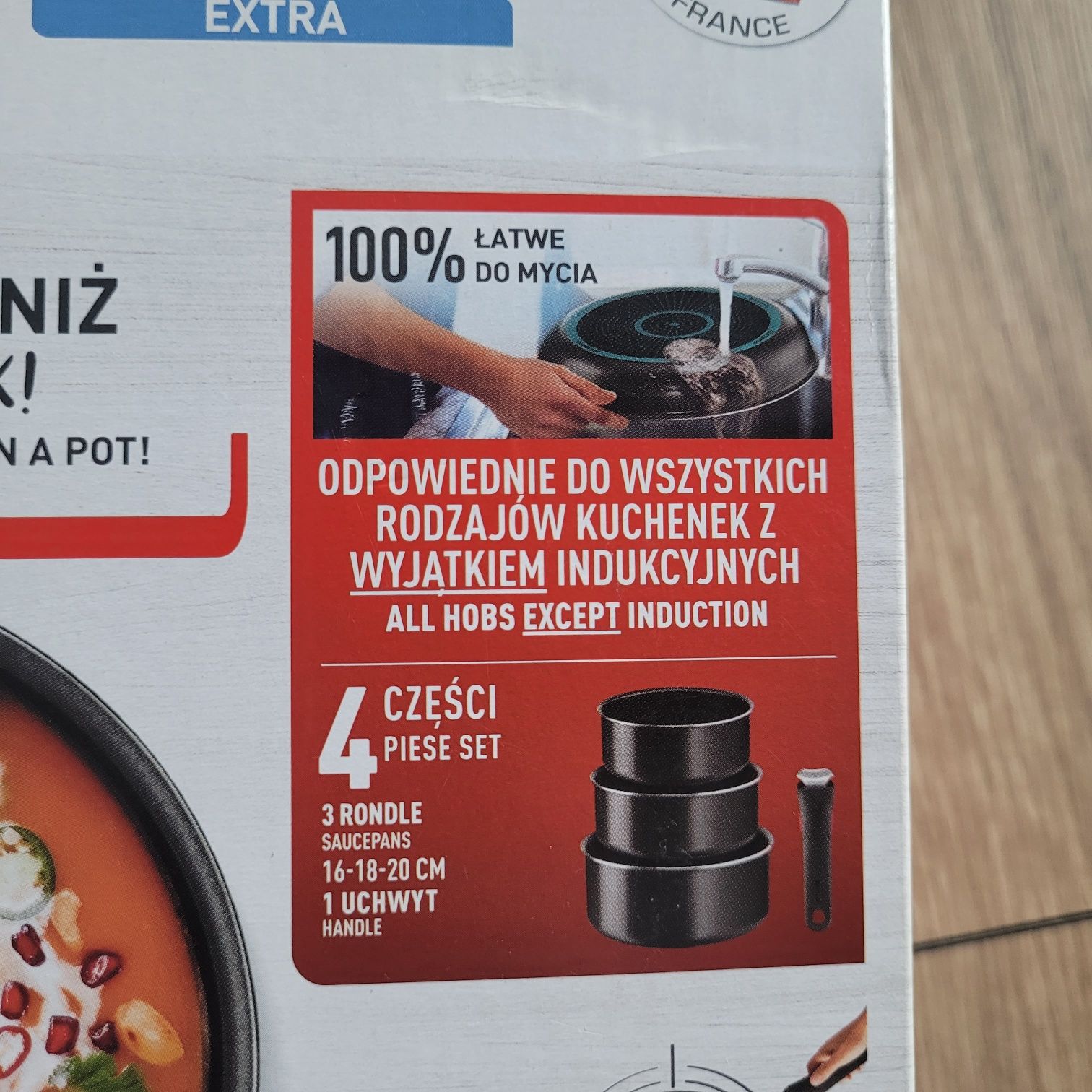 Tefal Ingenio extra zestaw 3 garnków +rączka nowe