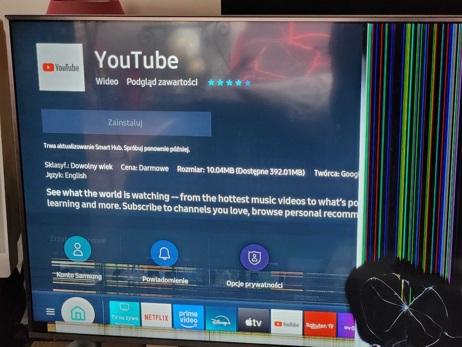 PŁASKI TELEWIZOR LED Samsung 43 cale UE43TU7100 YouTube Smart DVBT2
